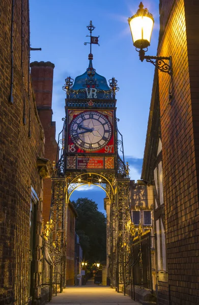 Chester Velká Británie Července 2018 Soumraku Zobrazení Hodin Eastgate Pohledu — Stock fotografie