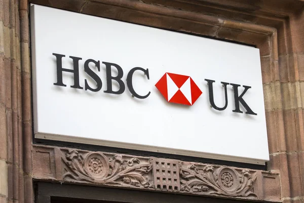 Chester Reino Unido Agosto 2018 Sinal Acima Entrada Banco Hsbc — Fotografia de Stock