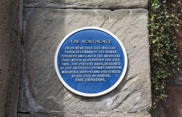 Bir Plak Tarihçesi Ayrıntılı Northgate Chester City Birleşik Krallık Tarih — Stok fotoğraf
