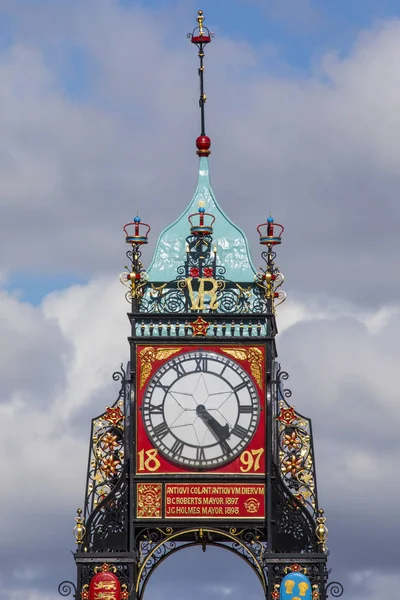 Una Vista Dell Elegante Orologio Eastgate Nella Storica Città Chester — Foto Stock