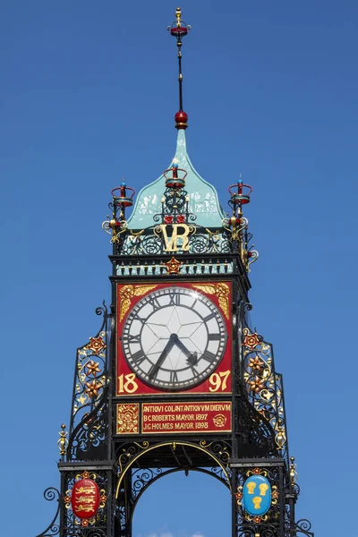 Ein Blick Auf Die Elegante Osttoruhr Der Historischen Stadt Chester — Stockfoto