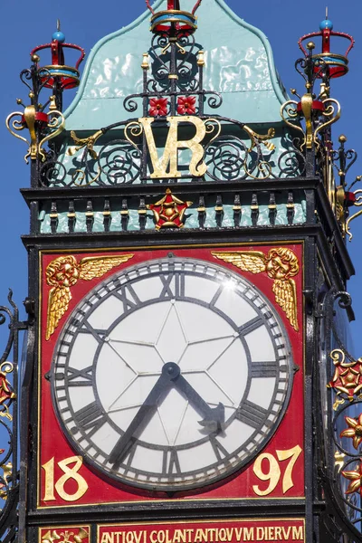 Eine Nahaufnahme Der Eleganten Eastgate Clock Der Historischen Stadt Chester — Stockfoto