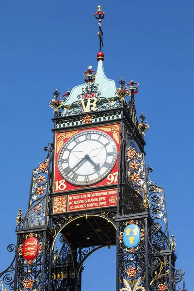 Ein Blick Auf Die Elegante Osttoruhr Der Historischen Stadt Chester — Stockfoto