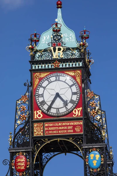 Ein Blick Auf Die Elegante Osttoruhr Der Historischen Stadt Chester — Stockfoto