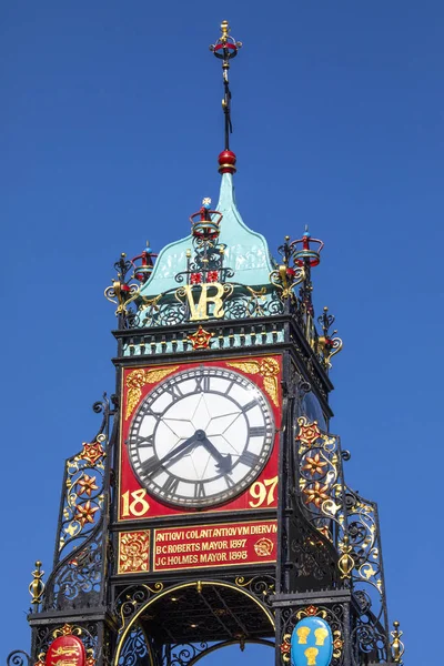 Ein Blick Auf Die Elegante Osttoruhr Der Historischen Stadt Chester — Stockfoto