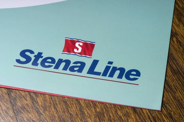 London November 2018 Nærbillede Stena Line Firmaets Logo Afbildet Informationsbrochure - Stock-foto