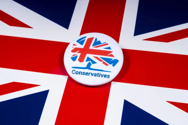 London Großbritannien November 2018 Eine Anstecknadel Der Konservativen Partei Über — Stockfoto