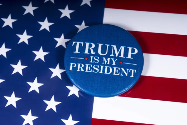 London November 20Th 2018 Trump President Pin Badge Pictured Flag — Stock Photo, Image