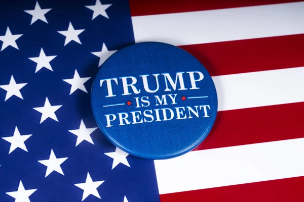 London November 20Th 2018 Trump President Pin Badge Pictured Flag — Stock Photo, Image