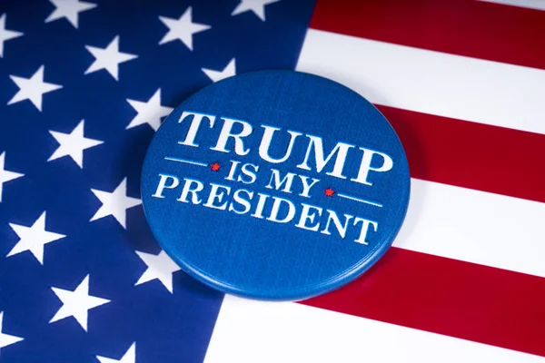 London November 20Th 2018 Trump President Pin Badge Pictured Flag — Stock Photo, Image