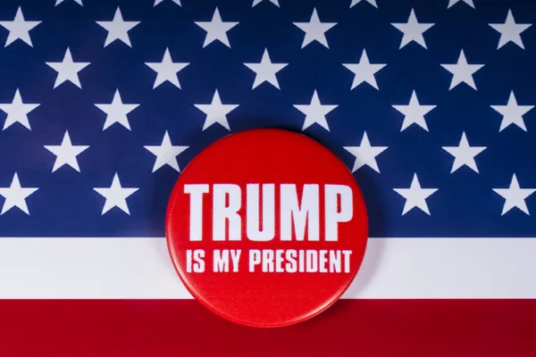 London November 20Th 2018 Trump President Pin Badge Pictured Flag — Stock Photo, Image