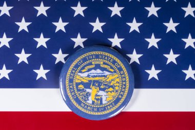 Londra, İngiltere - 20th Kasım 2018: Devlet Nebraska, Amerika Birleşik Devletleri bayrağı üzerinde resimde sembolü.