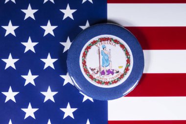 Londra, İngiltere - 20th Kasım 2018: Devlet Virginia, Amerika Birleşik Devletleri bayrağı üzerinde resimde sembolü.