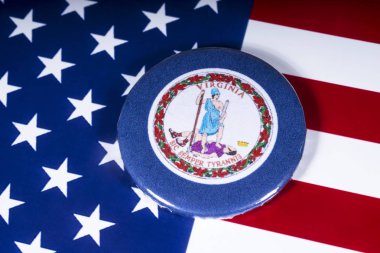 Londra, İngiltere - 20th Kasım 2018: Devlet Virginia, Amerika Birleşik Devletleri bayrağı üzerinde resimde sembolü.