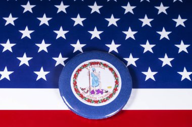 Londra, İngiltere - 20th Kasım 2018: Devlet Virginia, Amerika Birleşik Devletleri bayrağı üzerinde resimde sembolü.