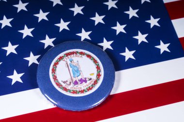 Londra, İngiltere - 20th Kasım 2018: Devlet Virginia, Amerika Birleşik Devletleri bayrağı üzerinde resimde sembolü.