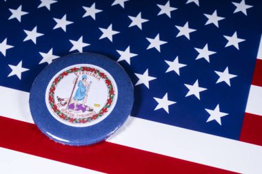 Londra, İngiltere - 20th Kasım 2018: Devlet Virginia, Amerika Birleşik Devletleri bayrağı üzerinde resimde sembolü.