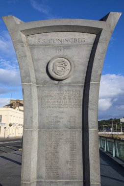 Waterford, İrlanda - 16 Ağustos 2018: S.S. Coningbeg - 1 Dünya Savaşı sırasında Alman denizaltısı tarafından batırıldı bir kargo gemisi adanmış Anıtı Şehir Waterford, İrlanda,.  