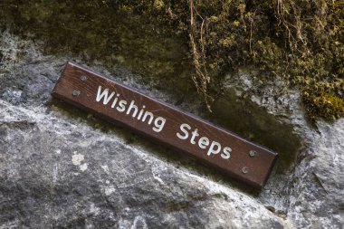 Blarney, İrlanda - 16 Ağustos 2018: Blarney, İrlanda tarihi Blarney kalede isteyen Steps. 