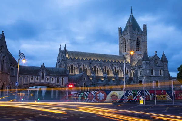 Dublino Repubblica Irlanda Agosto 2018 Veduta Notturna Della Storica Cattedrale — Foto Stock