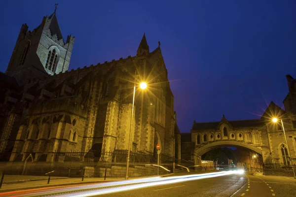 Dublin Irsko Srpna 2018 Noční Pohled Historický Christ Church Cathedral — Stock fotografie