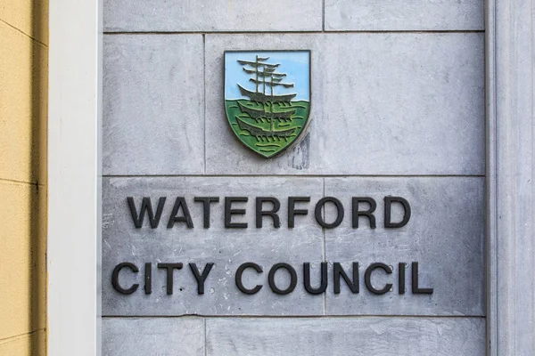 Waterford República Irlanda Agosto 2018 Señal Del Ayuntamiento Waterford Entrada —  Fotos de Stock