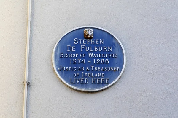 Waterford Republic Ireland August 14Th 2018 Blue Plaque Historic City — Stock Photo, Image