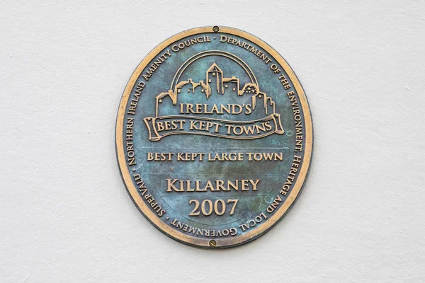 Killarney República Irlanda Agosto 2018 Uma Placa Cidade Histórica Killarney — Fotografia de Stock