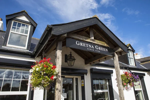 Gretna Green Escócia Agosto 2018 Sinal Histórica Aldeia Gretna Green — Fotografia de Stock