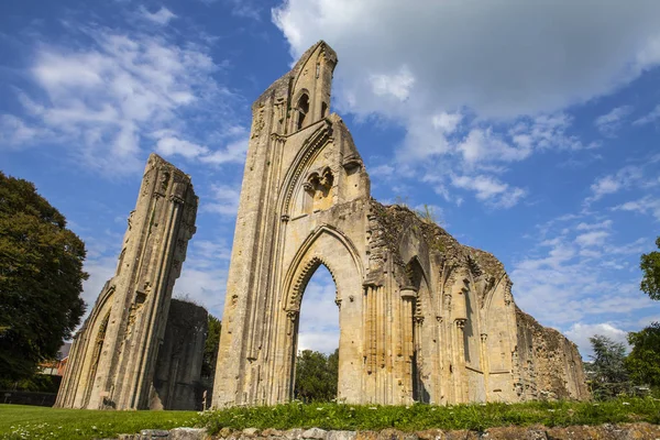 Utsikt Över Historiska Ruinerna Glastonbury Abbey Somerset Storbritannien — Stockfoto