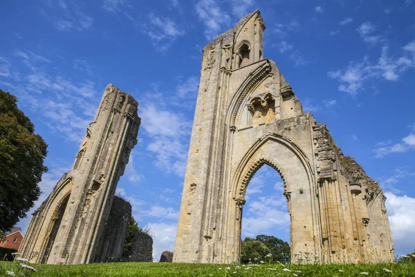 Una Vista Las Ruinas Históricas Abadía Glastonbury Somerset Reino Unido — Foto de Stock