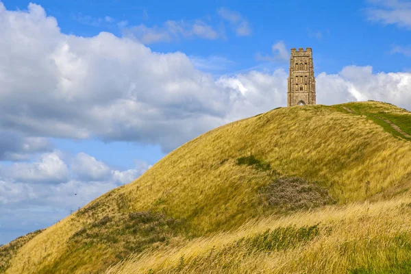 Una Vista Histórica Torre San Miguel Cima Glastonbury Tor Somerset — Foto de Stock