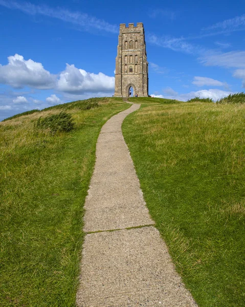 Näkymä Historialliseen Michaels Tower Päälle Glastonbury Tor Somerset — kuvapankkivalokuva