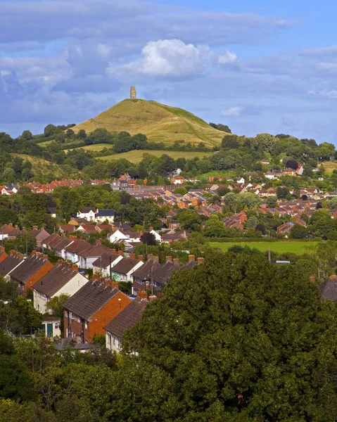 Stunning View Glastonbury Looking Historic Glastonbury Tor Somerset — Stock Photo, Image