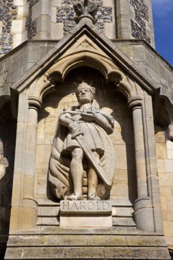 Kral Harold Waltham Abbey Kilisesi Waltham Abbey, Essex dış heykeli. Kral Harold II Battle Hastings 1066 öldü ve mezarlığında toprağa verilecek dedi.