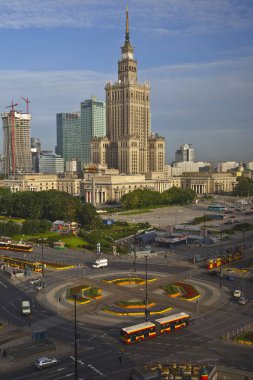 Warsaw, Poland - August 12th 2011: A view of the historic Palace of Culture and Science in Warsaw, Poland. clipart