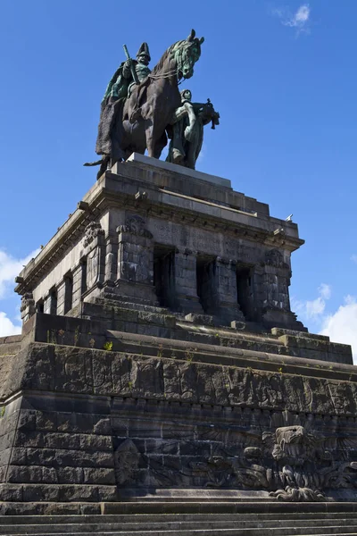 Koblenz Alemania Agosto 2012 Estatua Guillermo Primer Emperador Alemán Deutsches —  Fotos de Stock