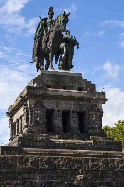 Staty Vilhelm Den Förste Tyske Kejsaren Vid Deutsches Eck Den — Stockfoto