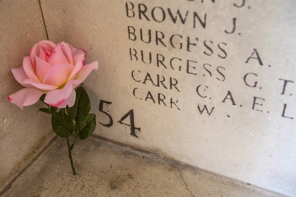 Ypres Belgium August 10Th 2012 Names British Commonwealth Soldiers Killed — Stock Photo, Image