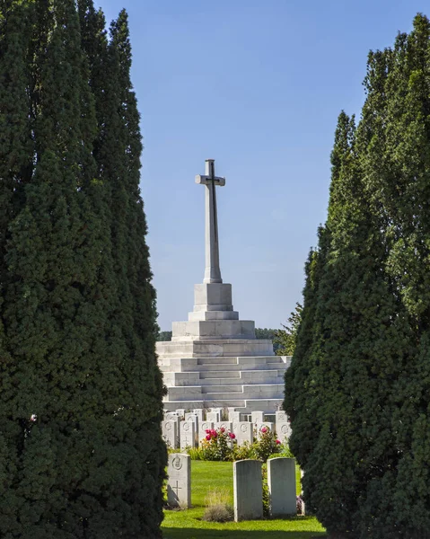 Zonnebeke Belgien August 2012 Das Opferkreuz Auf Dem Friedhof Von — Stockfoto