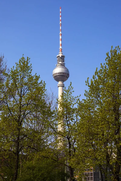 Kilátás Nyílik Legendás Fernsehturm Ismert Mint Torony Berlin Németország — Stock Fotó