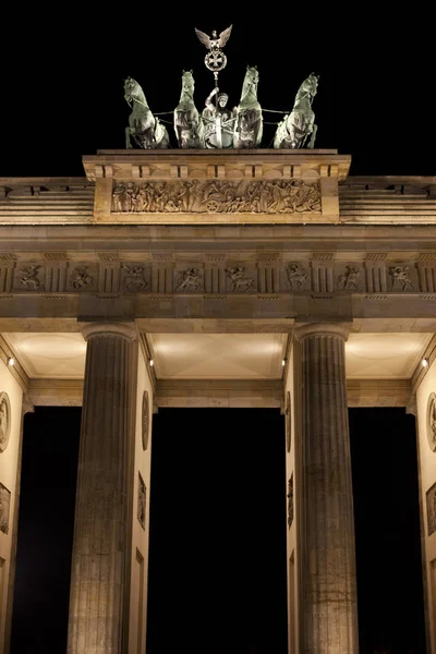 Нічний Час Вид Історичного Бранденбурзьких Воріт Міста Берлін Німеччина — стокове фото