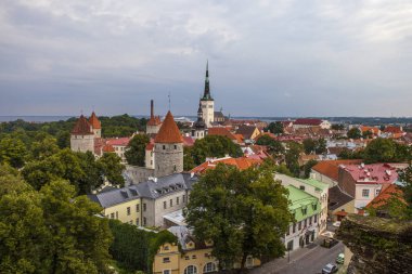 Tallinn, Estonya - Ağustos 20th 2011: Manzarası Toompea tarihi Tallinn şehir Estonya üzerinden seyir Hill.