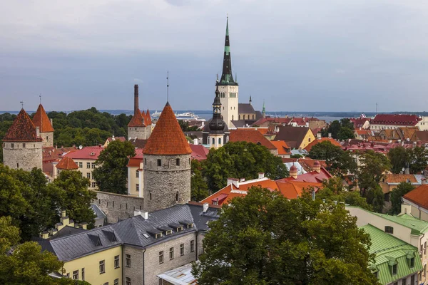 Wspaniałe Panoramiczne Widoki Wzgórza Toompea Patrząc Przez Starego Miasta Tallinie — Zdjęcie stockowe