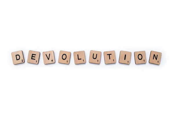 Het woord devolution — Stockfoto