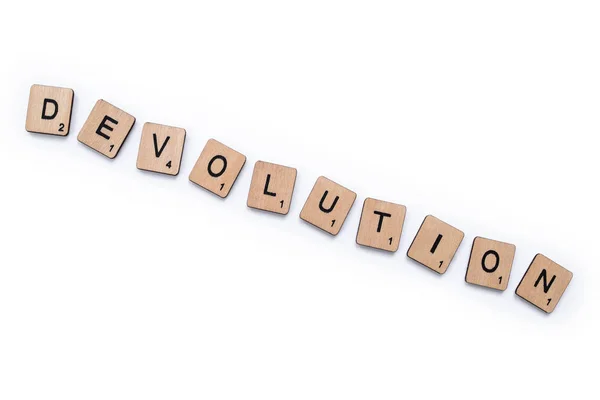 Het woord devolution — Stockfoto