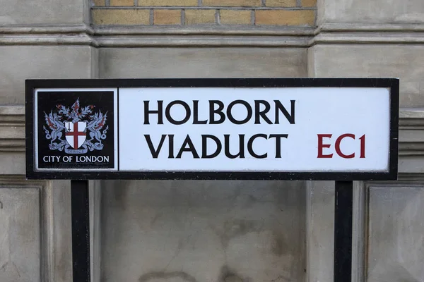 Holborn Viaduct Street Sign in Londres — Fotografia de Stock
