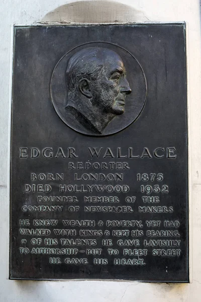 Edgar Wallace tablica w Londynie — Zdjęcie stockowe