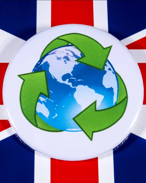 Recycling symbool over de Britse vlag — Stockfoto