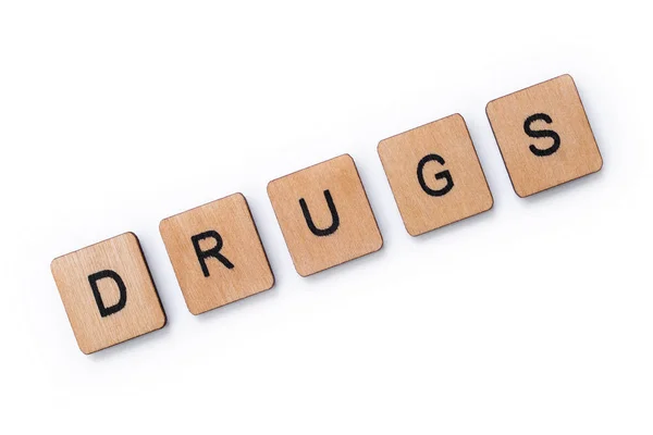 A palavra DRUGS — Fotografia de Stock